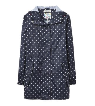 Dames Joules Blauw wit gestipte regen-jas (Invouwbaar)