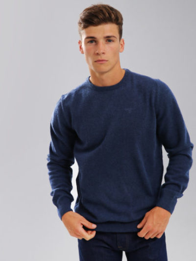 Barbour Essential Lamswollen trui Deep Blue heren